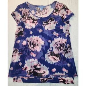 Simply Vera by Vera Wang Purple and Pink Floral Women's Top Size M